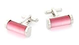 Eye popping pink cats eye cufflinks with presentation box. Made in the USA