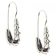 Ladies Elongated Hoop Earrings w/ Shepherds Hoop in Solid Sterling Silver 925