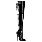 Devious DAGGER-3063 6 1/4" Solid Brass Heel Open Back Thigh Boot