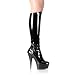 5 3/4 Inch Sexy Knee High Boot Stretch Side Zip Black White