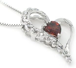 100% Genuine Stunning Garnet 925 Sterling Silver 18K White Gold Plating Heart In Heart Necklace Gem Fine Jewelery