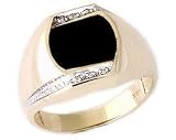 Square Onyx and Diamond Men's Ring