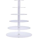 Premium Six 6-Tier Crystal Clear Acrylic Glass Round Wedding Cake Stand Cupcake Tree for Wedding Cupcakes Dessert Stand Cupcake Stand for Party Cupcakes and other Desserts