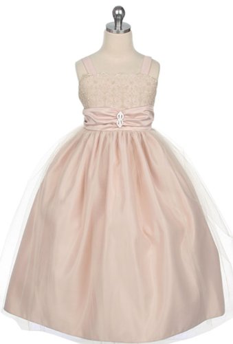 New Satin & Lace Trim Flower Girl Dress ~ 2 to 12 Girls (3 Assorted Colors)