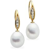 18K White or Yellow Gold Paspaley South Sea Cultured Pearl and Diamond Earrings