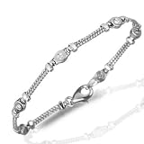 14 Kt White Gold Cable Linked Bezel Diamond Bracelet