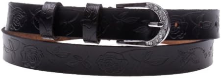 Herebuy - Vintage Carved Leather Western Belt Desiger Belts for Women (Black)
