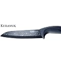 Exclusive 7-part black ceramic knife set in Damascus Style with blade protection incl. ceramic peeler