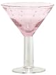 Hand Blown Glass with Rose Pink Bubbles Martini Glass 6.25"H Set of Four