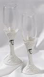 PORCELAIN WEDDING GOBLETS - PAIR OF PORCELAIN WEDDING GOBLETS