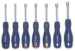 Westward 1CLN5 Hollow Shaft Nut Driver Set, 7 PC, Inches
