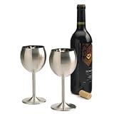 RSVP International Endurance Stainless Steel Wine Glasses Set of 2