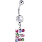Crystalline Gem PRISMATIC E Dangle Belly Ring