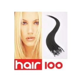 20" Micro Loop Ring Hair Extensions-#1 Jet Black-20 strands-Grade AAA-REMY HAIR