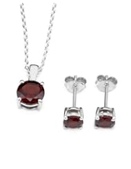 Sterling Silver 3.32 CTW Garnets Stud Women Jewelry Set. Length 5 in. Total Item weight 1.1 g.