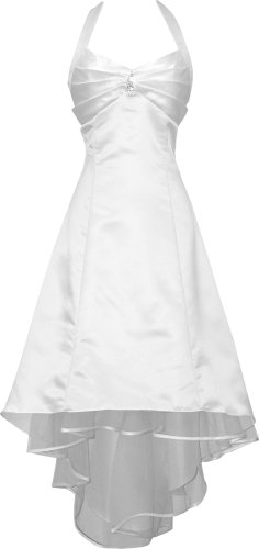 Satin Halter Dress Prom Bridesmaid Holiday Junior Plus Size, 2X, White