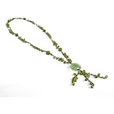 Glass Beads and Brass Green Pendant A Glass Apart Pendant [Green] -Fair Trade Gifts