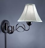 Swing Arm Plug in Lamp in Bronze, Oatmeal shade