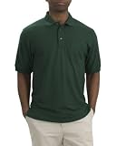 Upscale Men's Silk Touch Pique Knit Sport Shirt With Pocket - Dark Green