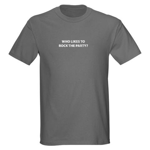 Who Likes to Rock the Party? Flight of the conchords Dark T-Shirt by CafePress