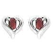 14K White Gold Ruby Heart Earrings