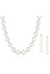 Sterling Silver Cultured Freshwater Pearl Necklace and Drop Earrings Jewelry Set