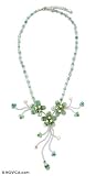 Quartz necklace, 'Rosebud Burst' 3.9 W 18.3 L