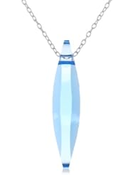 Sterling Silver Genuine Swarovski Elements Crystal Elongated Oval Drop Pendant Necklace, 18"