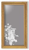 Bird Art Etching in Framed Wall Mirror, Solid Oak Frame, Hand-Rubbed Finish, 15 x 27 inches