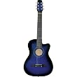 Austin Bazaar 38 Inch Blue Cutaway Guitar with Gig Bag and Accessories