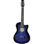 Austin Bazaar 38 Inch Blue Cutaway Guitar with Gig Bag and Accessories