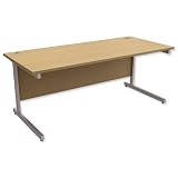 Trexus Contract Desk Rectangular Silver Legs W1800xD800xH725mm Oak
