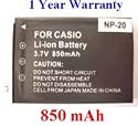 Nextop-Casio NP-20 Brand New 850mAh COMPATIBLE Battery for Casio Exilim Card EX-S600 S880 EX-M1 M2 M20 S1 S2 S20 S3 S100 S500 S60 S770 S880 Z3 Z4 Z5 Z6 Z7 Z60 Z65 Z75 Exilim Zoom EX-Z60 Z70 Z75 Z77