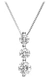14k White Gold Round 3-Stone Diamond Drop Pendant (1/2ctw, H-I, I1)