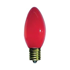 7 Watt Ceramic Red C9 Light Bulb / Intermediate Base / Incandescent Christmas Light Bulb / Holiday Light Bulb