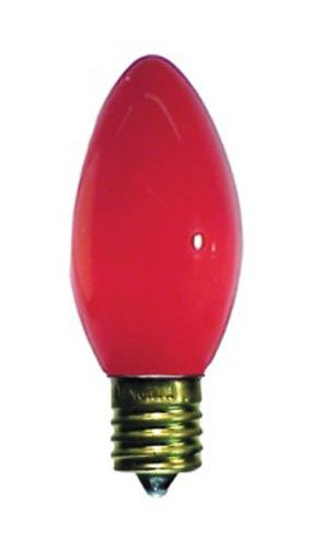 7 Watt Ceramic Red C9 Light Bulb / Intermediate Base / Incandescent Christmas Light Bulb / Holiday Light Bulb