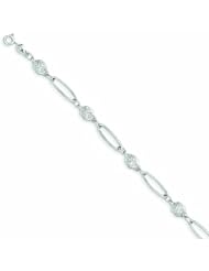 14K White Gold Polished Fancy Link Chain 7.5 Inches