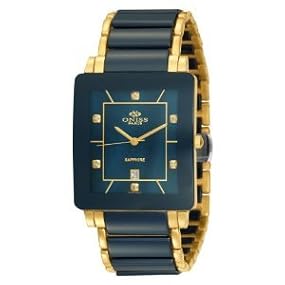 Oniss #ON603-MG2 Men's Preziosio Blue Ceramic Collection Watch with Gold Trim