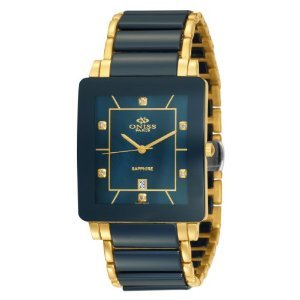 Oniss #ON603-MG2 Men's Preziosio Blue Ceramic Collection Watch with Gold Trim
