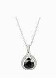 Sterling Silver Fancy Black Cubic Zirconia Pear Shaped Pendant by Crislu