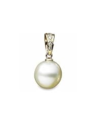 18k Yellow Gold, Paspaley South Sea Pearl and Diamond Pendant