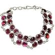 Link Chain Bracelet in Sterling Silver and Garnet Gemstone (brclts025brclt)