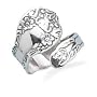 Spoon Ring Oxidized Sterling Silver Floral Design