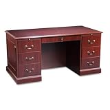 Double Pedestal Executive Desk, 60"x30"x29-1/2", Mahogany