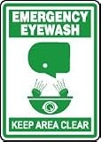 EMERGENCY EYEWASH KEEP AREA CLEAR (W/GRAPHIC) 14 x 10 Dura Plastic 7 Yr Sign