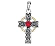 Celtic Cross Pendant with Red Crystal - Pewter - 1.5'' Height