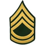 IMAGE OF US Military Embroidered Iron on Patch Set of 2 - United States Army Rank Collection - E7 Sergeant Sgt 1st Class Dress Green Appliques