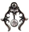 Black Tribal Shield belly button ring