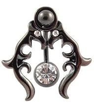 Black Tribal Shield belly button ring