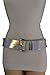 TFJ Women Fashion Wide Belt Faux Leather Metal Buckle Plus Size L XL (Silver metallic - patent faux leather)